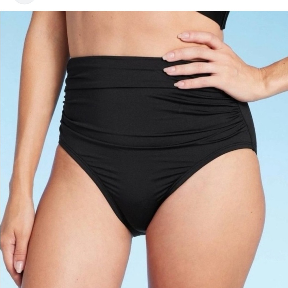 Women's Large Shirred High Waist Full Coverage Bikini Bottom - Shade & Shore xs